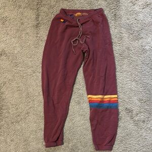 Aviator Nation Burgundy Sweatpants with Stripes